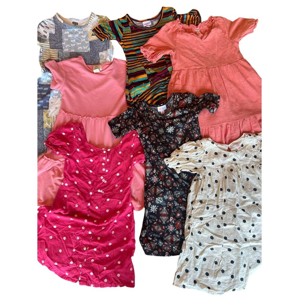 Girls Summer Dress Lot, Medium/8, 8 piece bundle, jumpsuit/romper, multicolor